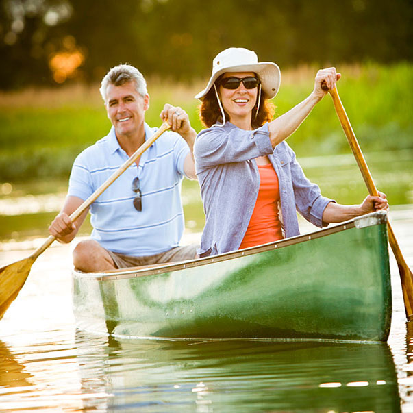 a couple in a canoe